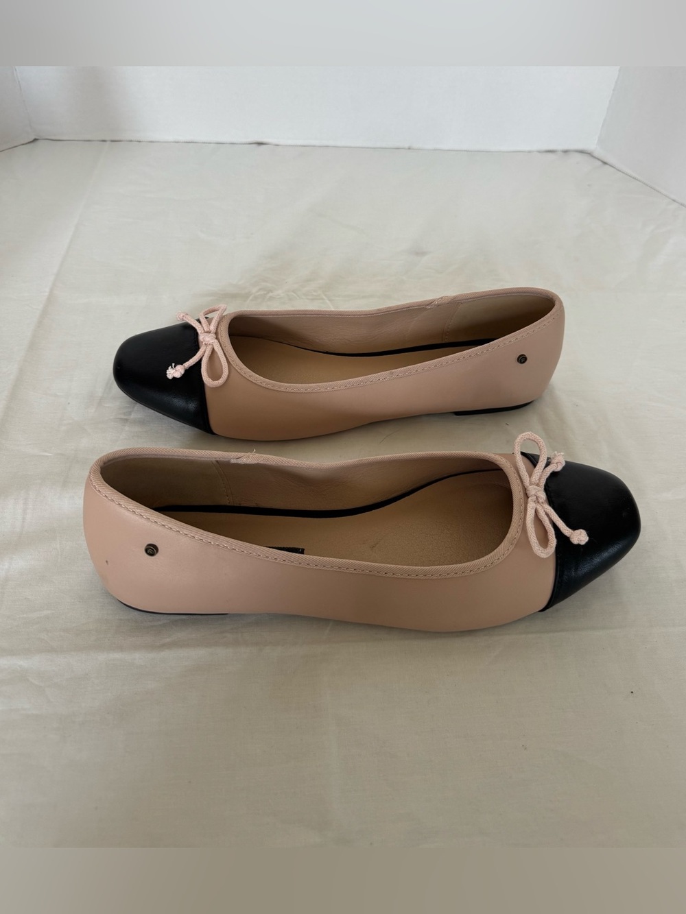 French Connection Two-Tone Pink and Black Cap-Toe Ballet Flats Size 11